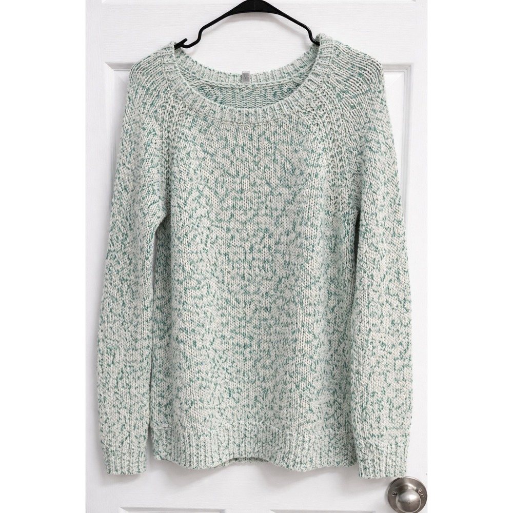 St John's Bay Chunky Knit Sweater XL Wool Blend Cozy Pullover Green‎